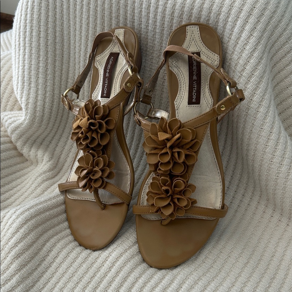 Adrienne Vittadini Brown Floral Sandals